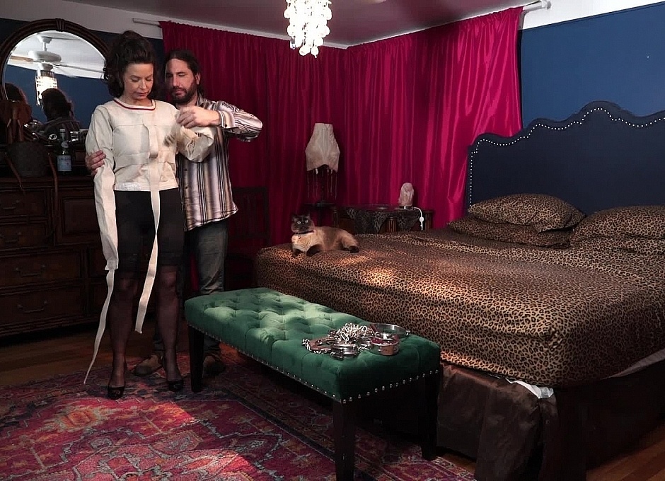 Jj Cuffed And Jacketed In Her Bedroom